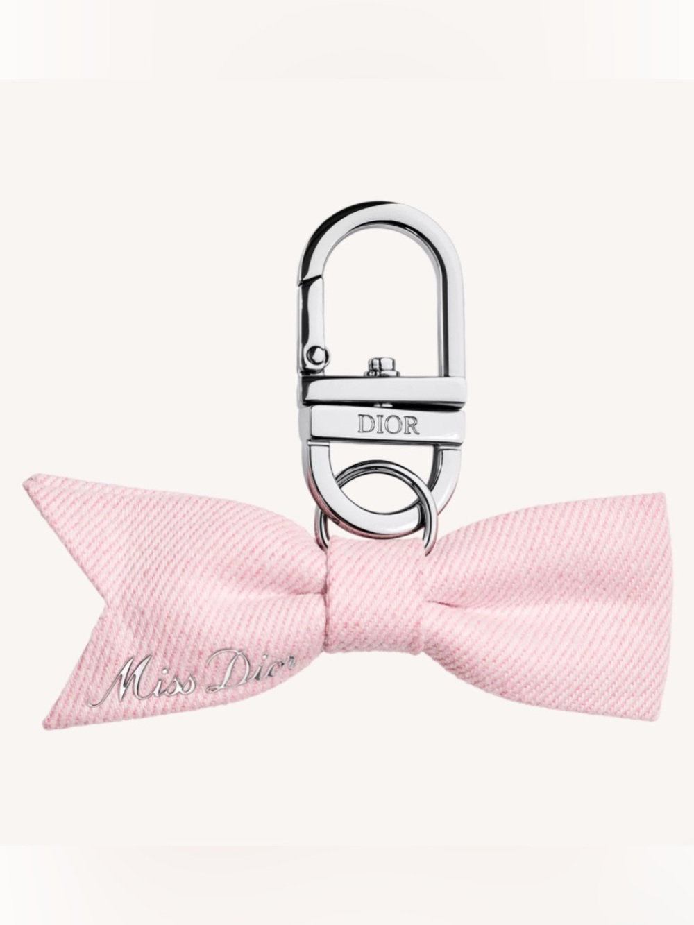 Authentic Dior Beauty Pink Bow Miss Dior Keychain / Bag Charm with Silver Clip